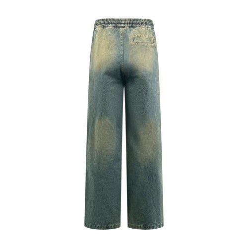 AMIRI Star‑Patch Elastic Waist Wide‑Leg Denim Pants