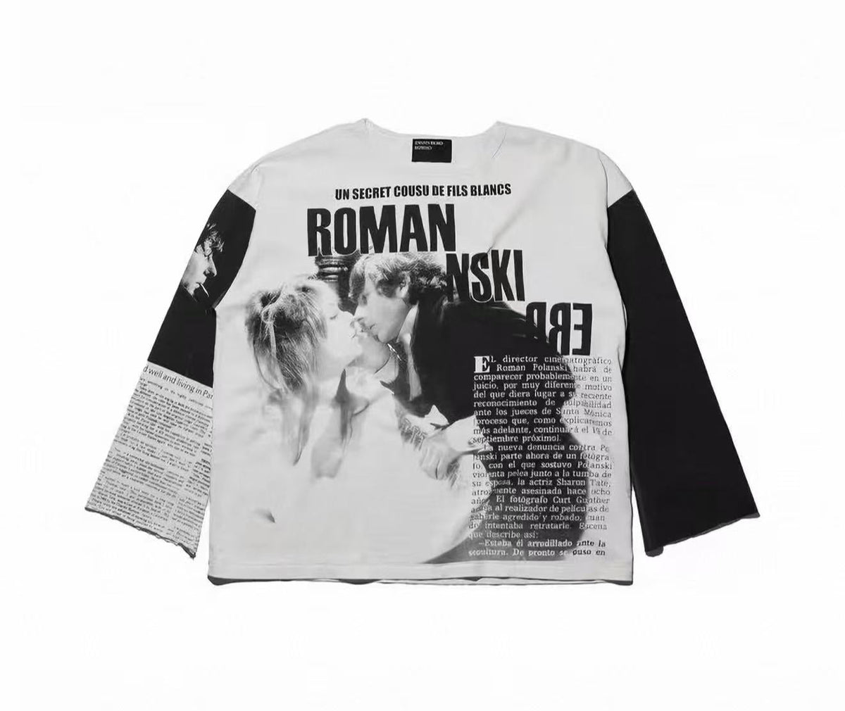 ERD Grunge Newspaper Print Streetwear Long Sleeve Top